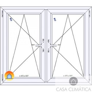Gealan Fenster DVH - 136x117 - Dreh-Kipp ohne Reno-Rahmen