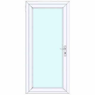 099x209 PVC Puerta de entrada con vidrio - Blanco - izquierda