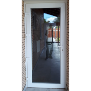099x209 PVC Puerta de entrada con vidrio - Blanco - izquierda