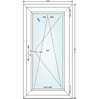 061x117 Ventana PVC doble vidrio aislante - contramarco