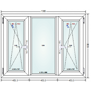 136x103 Ventana PVC doble vidrio aislante 2FL medio fijo - contramarco