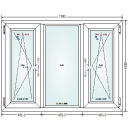 Premium Fenster DVH - 136x103 - Mitte Festglas/Seiten Dreh-Kipp mit Reno-Rahmen