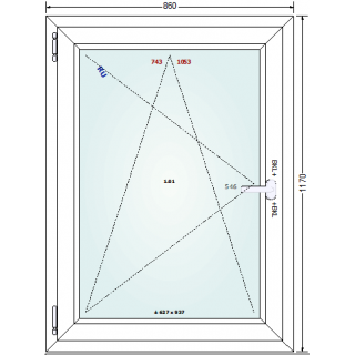 086x117 - Ventana PVC Premium Gealan - Oscilo-batiente - DVH - Contramarco - Izquierda