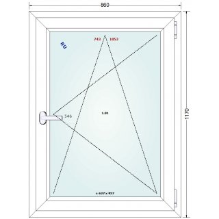 086x117 - Ventana PVC Premium Gealan - Oscilo-batiente - DVH - Contramarco - Derecha