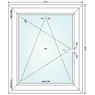 086x103 Ventana PVC doble vidrio aislante - contramarco izquierda