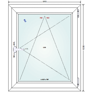 086x103 Ventana PVC doble vidrio aislante - contramarco derecho