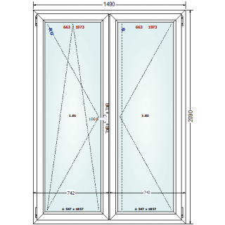 149x209 - Ventana Premium DVH - Oscilo-batiente con Contramarco (Umbral Alto) Izquierda