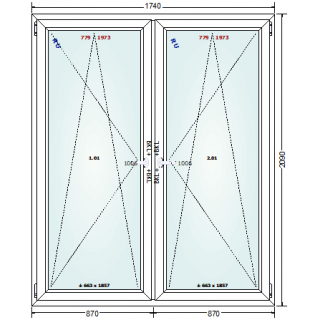 Premium Fenster DVH - 174x209 - Dreh-Kipp mit Reno-Rahmen