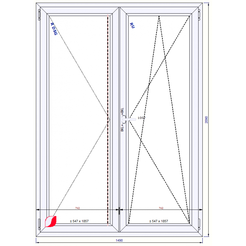 Pvc Stulp 149x209 PVC Stulp Blanco sin-contr (umbral baja) derecho - CASA CLIMÁ