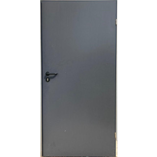 Puerta Metal BASIC 90 - Antracita (Derecha) - 096x205cm - Con manija negra, umbral, aislamiento