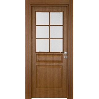 Puerta Interior - Modelo 305 DIN80 - Nogal con vidrio - 090x209cm - Con marco