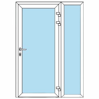 Puerta Principal aluminio con vidrio y fijo 49cm - Blanco - Derecha