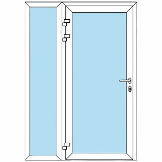 Puerta Principal aluminio con vidrio y fijo 49cm - Blanco - Izquierda