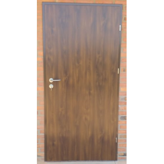 Puerta Principal metal modelo 0 blanco mate 90  derecha nogal-sin Vidrio-derecha