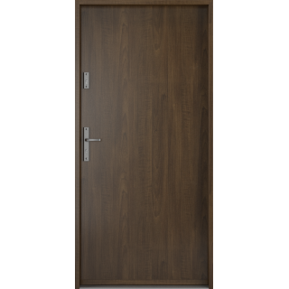 Puerta Principal metal modelo 0 blanco mate 90  derecha nogal-sin Vidrio-derecha