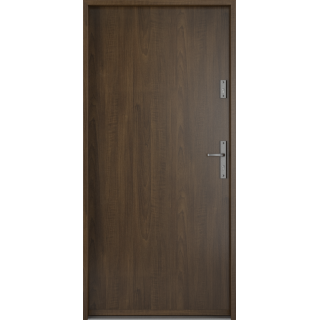 Puerta Principal metal modelo 0 blanco mate 90  derecha nogal-sin Vidrio-izquierda