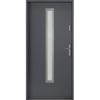 Puerta Principal metal modelo 0 blanco mate 90  derecha gris-con Vidrio-izquierda