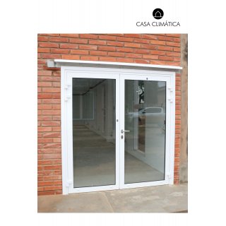 Puerta Principal con 2 hojas (198x209cm) de aluminio con vidrio - Blanco (200x210cm)