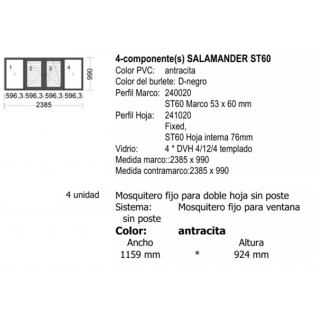 2385 x990mm Antrazhit Salamander con mosquitero solamente un lado
