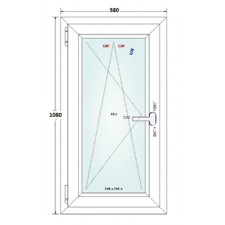 580x1080mm Premium Ventana PVC doble vidrio fosco aislante - Links
