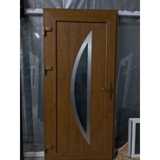 099x209 PVC Puerta de entrada con Media Luna - Golden Oakl - izquierda