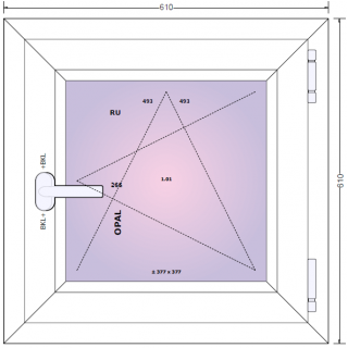 Premium Fenster DVH - 061x061 - Dreh-Kipp mit Reno-Rahmen (Fosco) Rechts Stipolite