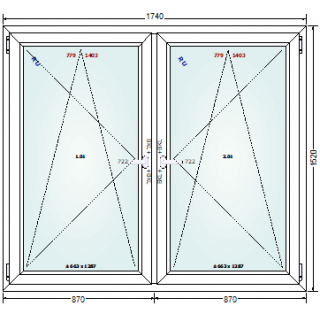 174x152 -OFERTA - Ventana Premium DVH - Oscilo-batiente sin Contramarco