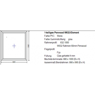 866x990 Penwood Blanco simple vidrio 4mm Fijo OFERTA