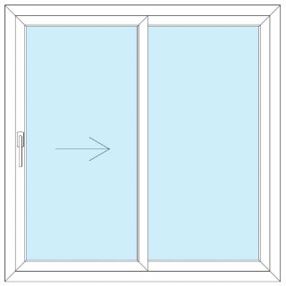 Standard Fenster - 120x120 - Schiebe SR weiß links Doppelverglasung