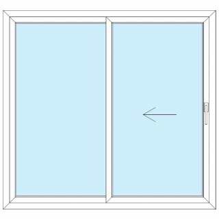 Standard Fenster - 150x140 - Schiebe SR weiß rechts Doppelverglasung