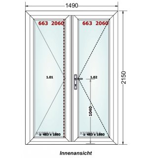 Gealan - weiss - Doppeltuer mit Niedriger Bodenschwelle