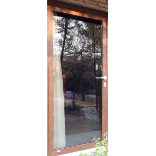 Puerta Principal aluminio con vidrio - 90 - Nogal - Izquierda