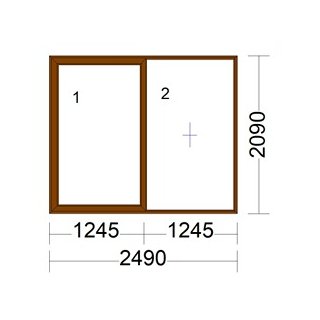 2490x2090 Salamander Double Rail sin mosquitero - Nogal - DVH