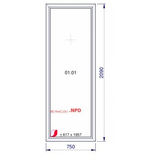 750x2090mm Gealan FIJO - DVH - Blanco interior/Nogal exterior
