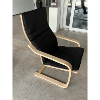 Relax Chair - Sillón madera claro - tela negra