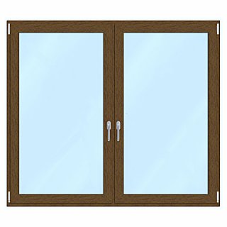 Standard Fenster - 159x138 - DrehKipp Nussbaum zwei Flügel Doppelverglasung
